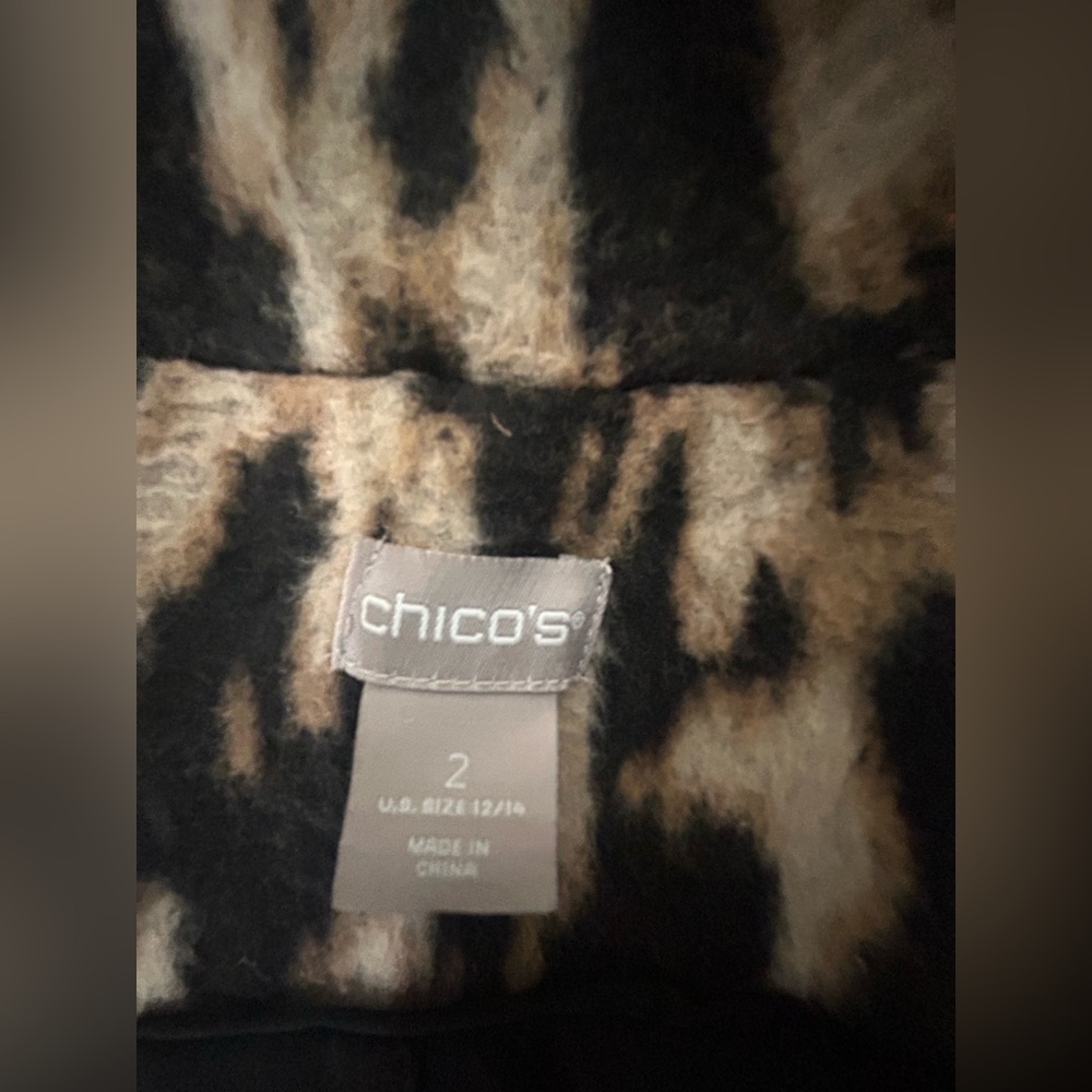🐆 Chico’s Leopard Print Faux Fur Coat – Size 2 (L/XL) - Picture 2 of 7